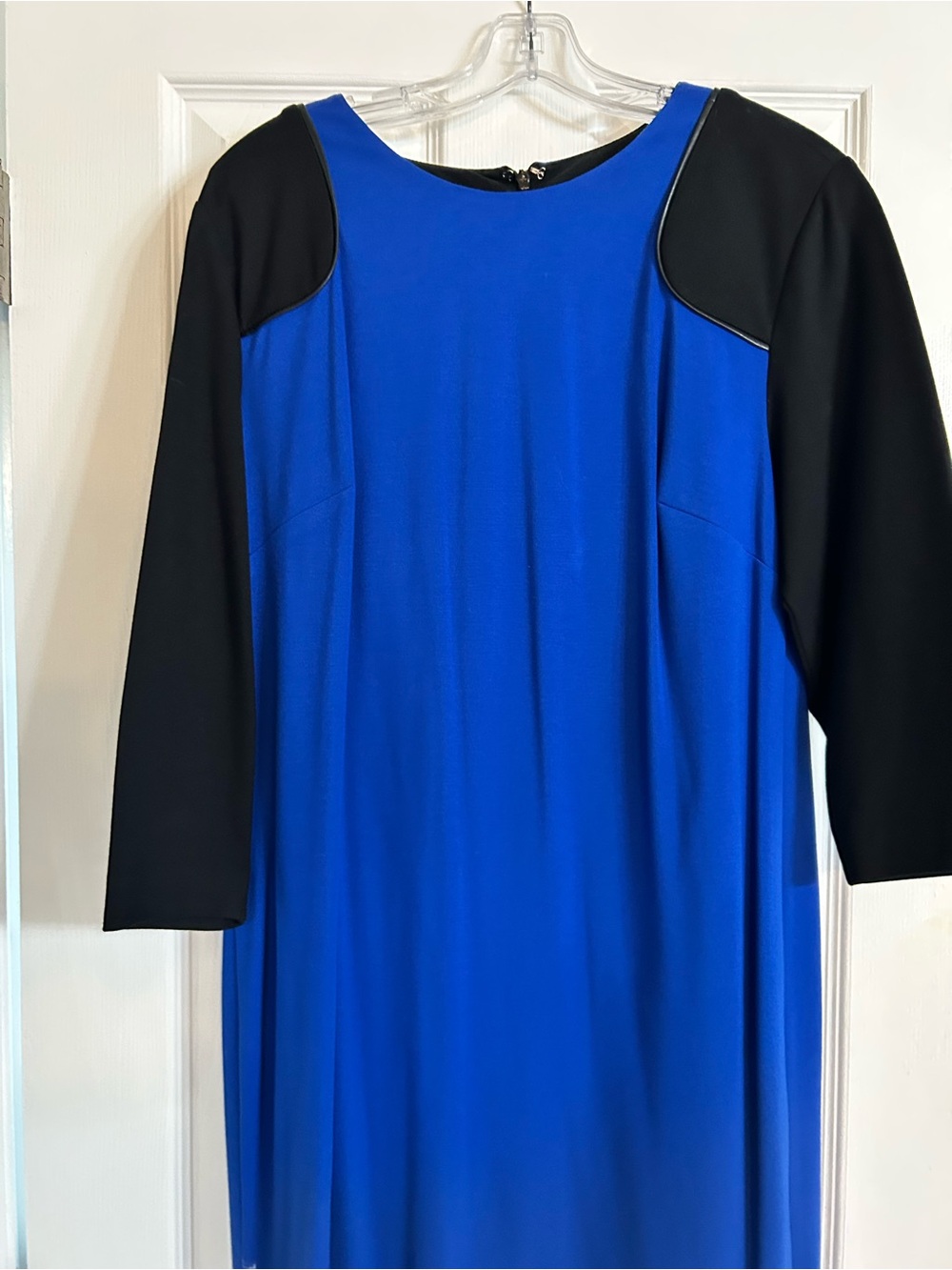 Women's Royal Blue and Black Ponte Sheath Dress Top